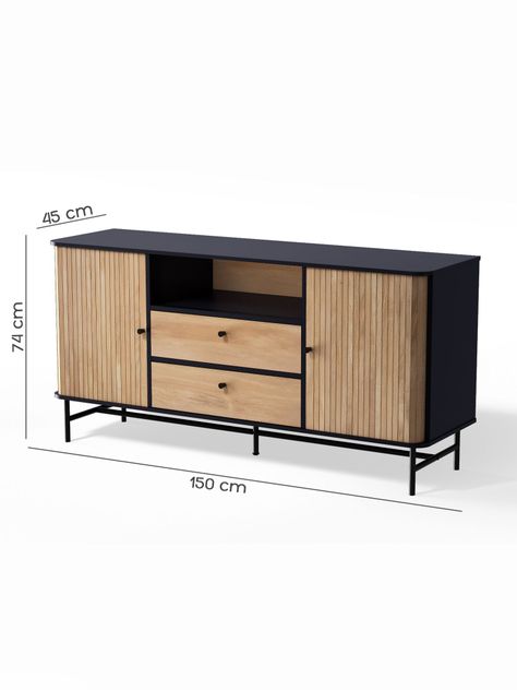 Aparador Buffet Top Living Ebony con Puertas Corredizas-2