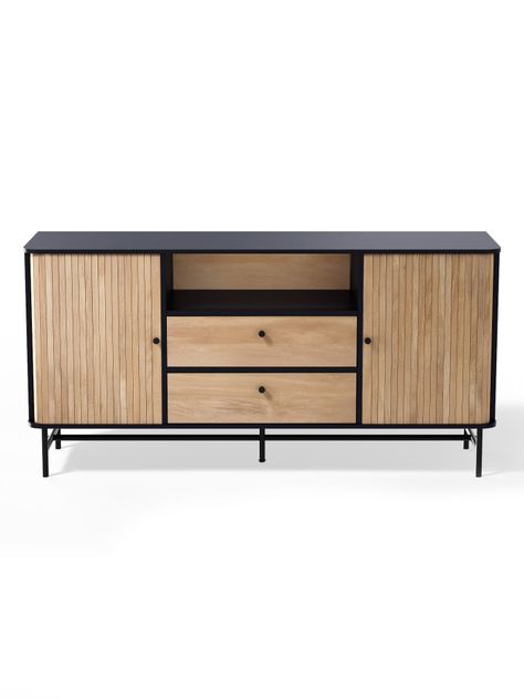 Aparador Buffet Top Living Ebony con Puertas Corredizas-4