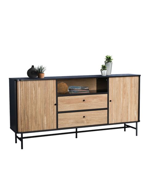 Aparador Buffet Top Living Ebony con Puertas Corredizas-5