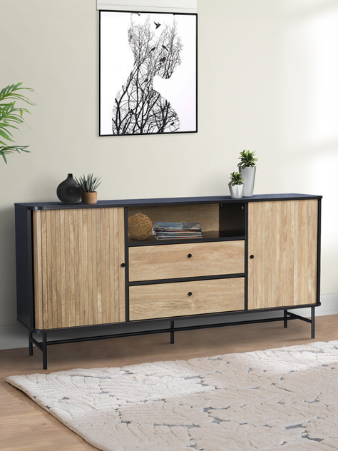 Aparador Buffet Top Living Ebony con Puertas Corredizas-6