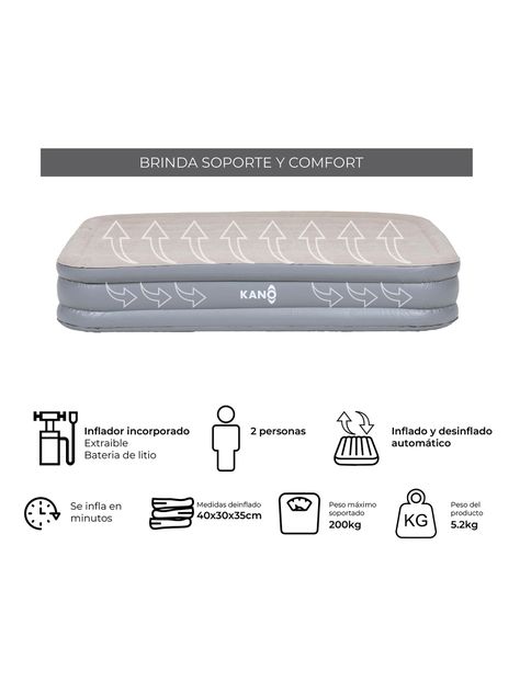 Colchón Inflable Eléctrico Kano Con Bateria Doble Altura-6