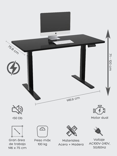 Escritorio Eléctrico Top Living Black Pro+ Standing Desk-2