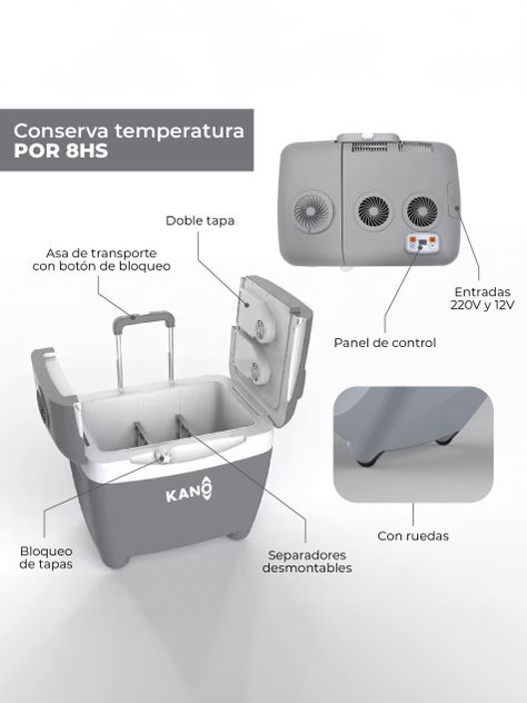 Cooler Eléctrico con Ruedas Kano Steffen 50 L Frio/Caliente-3
