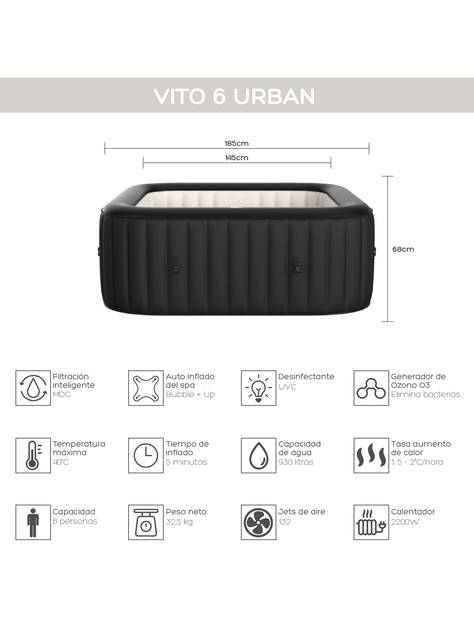 Hot Tub Inflable Spa Vito Urban Para 6 Personas MSpa-2