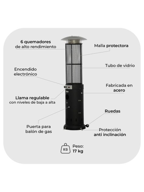 Estufa Calefactor a Gas Para Exterior Relan Graphite-4