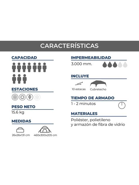 Carpa Baker Camping Automática Instant 10 personas Impermeable-4