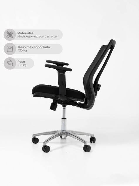 Silla de Escritorio Ajustable Ergonomus Sendai Cromada-6