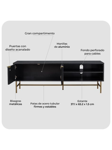 Rack de Tv Acanalado Top Living Queens con Puertas Estante-4