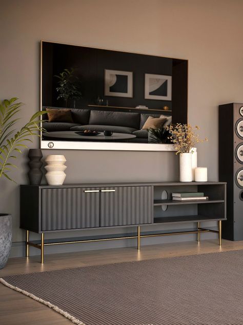 Rack de Tv Acanalado Top Living Queens con Puertas Estante-5