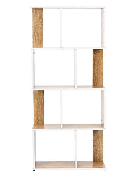 Estante Librero Vertical Top Living Book-0 Madera y Blanco-8