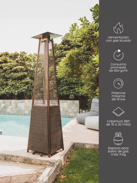Estufa Calefactor a Gas Para Exterior de Rattan Relan-2