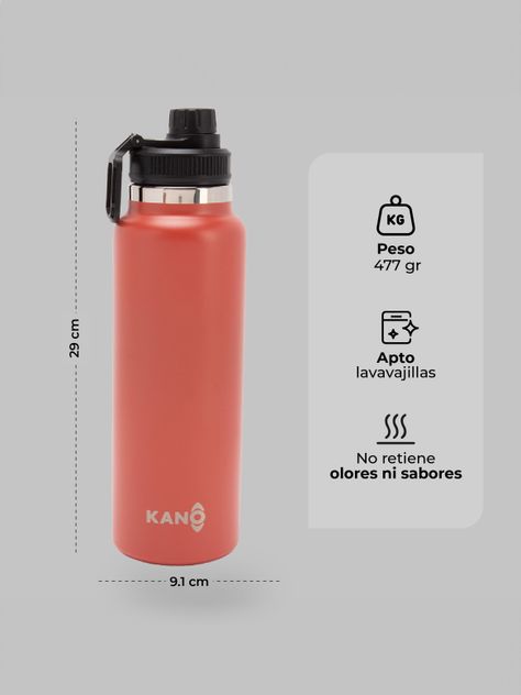 Botella Insulada Burdeo 1.2 litros / Botella Agua Kano-5
