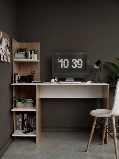 Escritorio con Librero Top Living Maple Nórdico Estantes-1