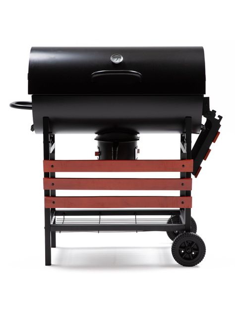 Parrilla Tambor a Carbón Relan BBQ WOOD con Tapa y Ruedas-4