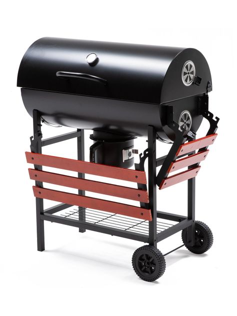 Parrilla Tambor a Carbón Relan BBQ WOOD con Tapa y Ruedas-5