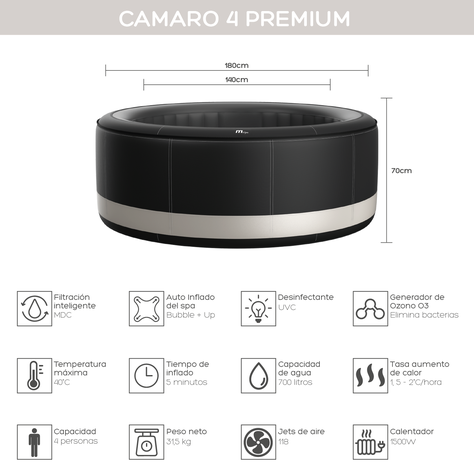 Hot Tub Inflable Camaro Premium Para 4 Personas MSpa-1