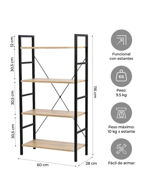 Estante Librero Vertical Top Living Book-1 Industrial-4