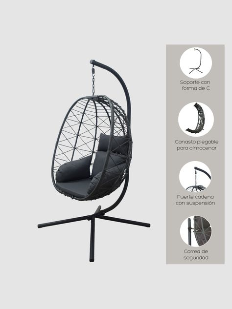 Silla Colgante Fiji para Terraza con Base y Cojines-2