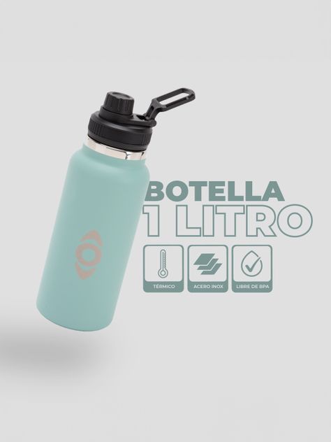 Botella Insulada Verde 1 litro / Botella Agua Kano-1