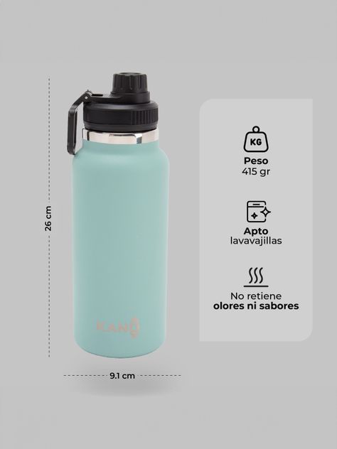 Botella Insulada Verde 1 litro / Botella Agua Kano-5