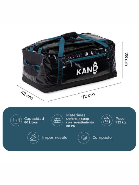 Bolso Mochila Impermeable Negro Kano Outdoor 80L Plegable-1