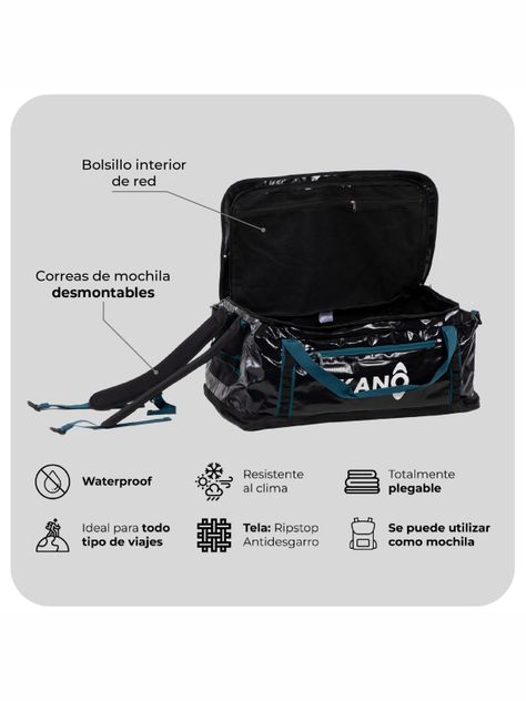 Bolso Mochila Impermeable Negro Kano Outdoor 80L Plegable-3