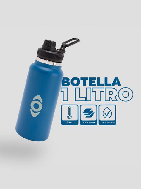 Botella Insulada Azul 1 litro / Botella Agua Kano-2