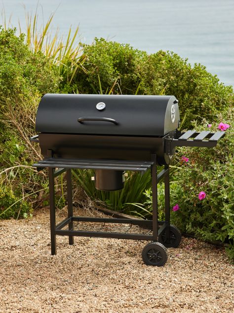 Parrilla Tambor a Carbón Relan BBQ Black con Tapa y Ruedas-1