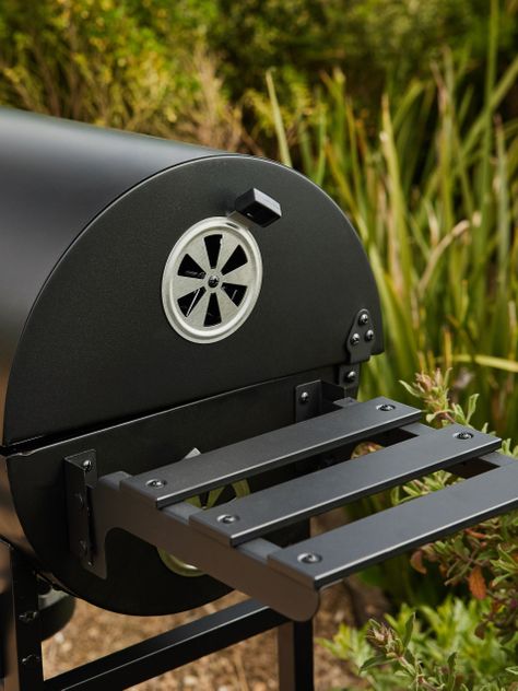 Parrilla Tambor a Carbón Relan BBQ Black con Tapa y Ruedas-9