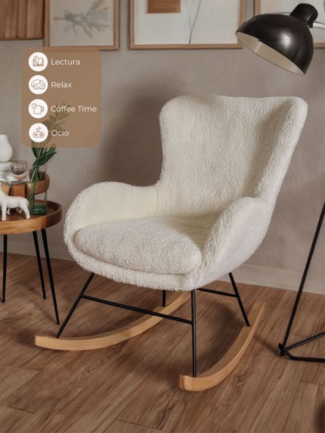Sitial Mecedora Sherpa Relan Tavia Silla Individual Beige-4