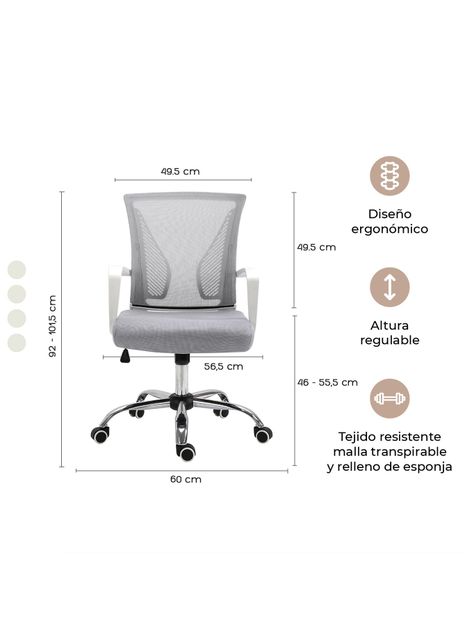 Silla de Escritorio Ergonómica Top Living Burdeos Gris-2