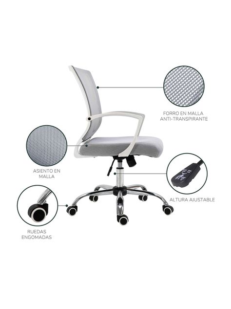 Silla de Escritorio Ergonómica Top Living Burdeos Gris-3