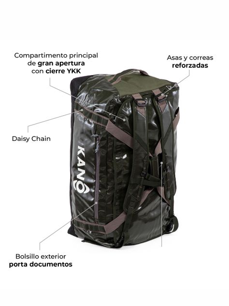 Bolso Mochila Impermeable Verde Kano Outdoor 80L Plegable-2