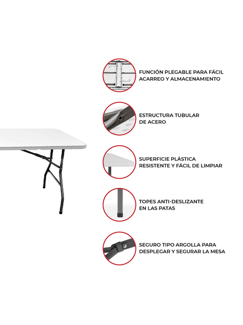 Mesa Plegable 180 cm Kano Maleta Para Camping y Picnic-2