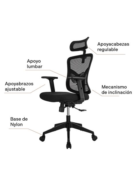 Silla de Oficina Presidente Ankara Con Cabecero Regulable-3