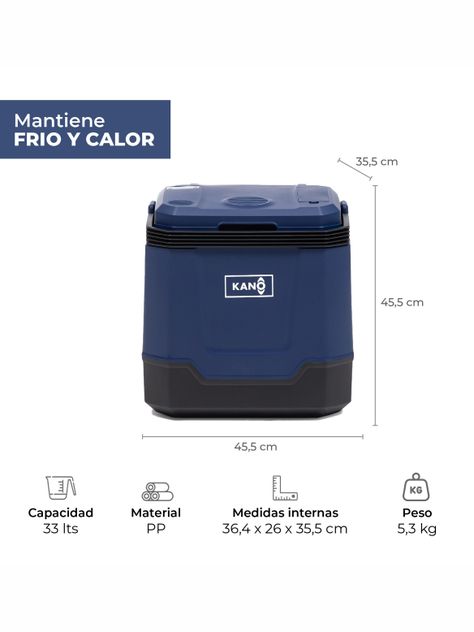 Cooler Eléctrico Portátil Kano Queulat Enfría y Calienta 33L-3