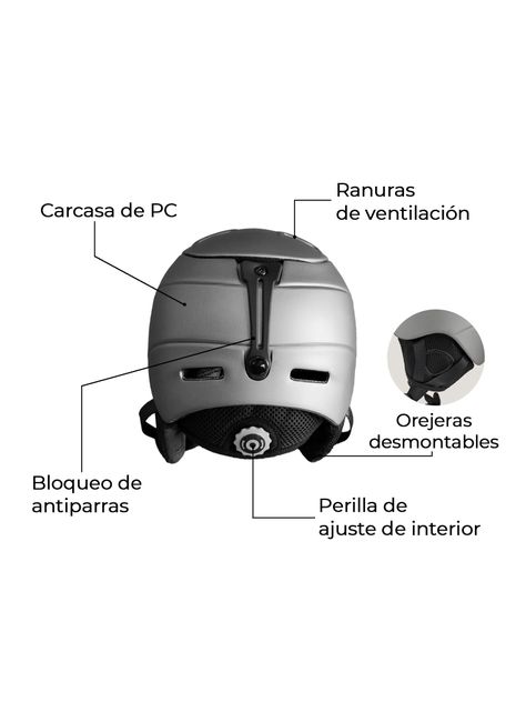 Casco De Ski y Snowboard Kano Patrol Gris Ajustable-3