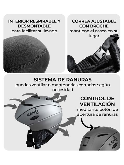 Casco De Ski y Snowboard Kano Patrol Gris Ajustable-7