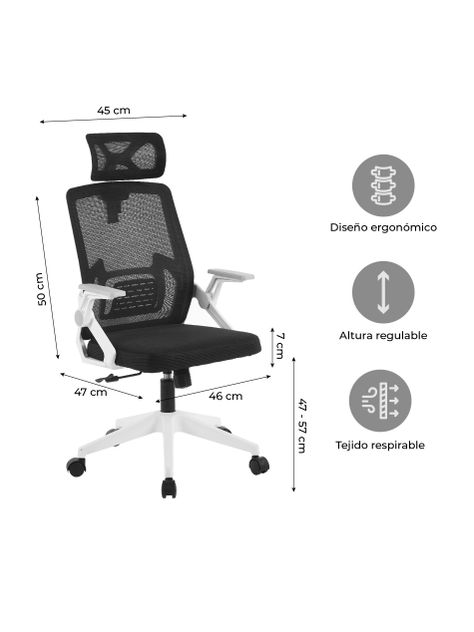 Silla de Escritorio con Cabezal Ergonomus Doha Blanco-1