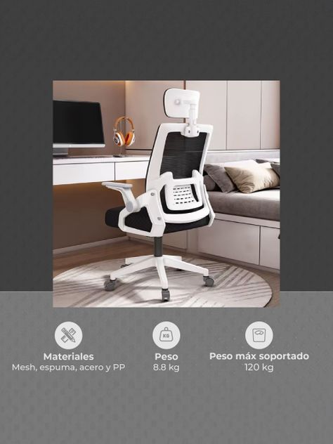 Silla de Escritorio con Cabezal Ergonomus Doha Blanco-5