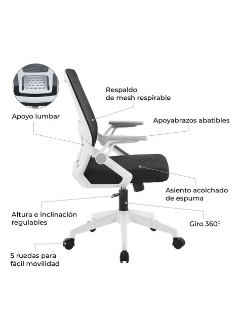 Silla de Escritorio Ergonomus Kobe Blanco Ergonómica-3