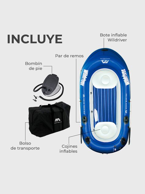 Bote Inflable Aqua Marina Wildriver con Remos 2.83 mts-5