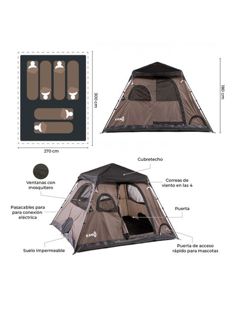 Carpa Enco Camping Automática Instant 6 personas Impermeable-2