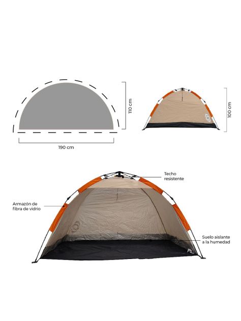 Carpa Automática de Playa Kano Reñaca Cortaviento con UV30+-1
