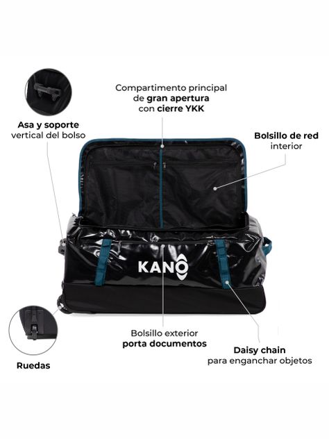 Bolso de Viaje con Ruedas Kano Outdoor Carry On 100L Negro-2