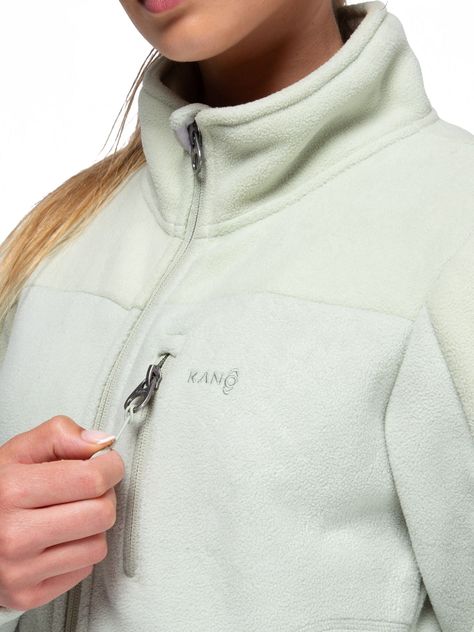 Chaqueta Polar Mujer Kano Canelo Verde Polerón Full Zip-2