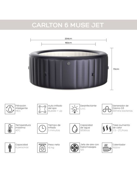 Hot Tub Inflable Spa Carlton Muse Jets Para 6 Personas MSpa-2