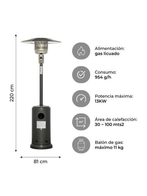Estufa Calefactor Exterior Silver Para Patio Terraza Relan-3