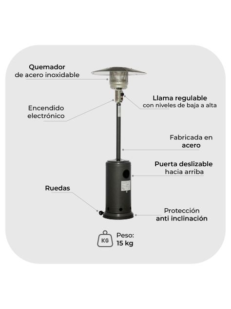 Estufa Calefactor Exterior Silver Para Patio Terraza Relan-5