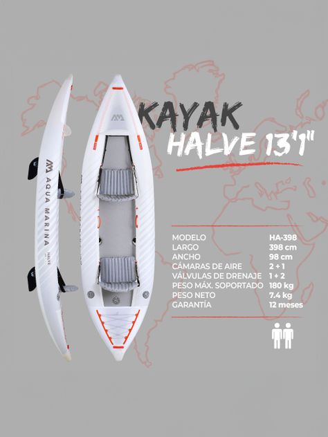 Kayak Inflable Ultraliviano Aqua Marina Halve Single/Doble-2